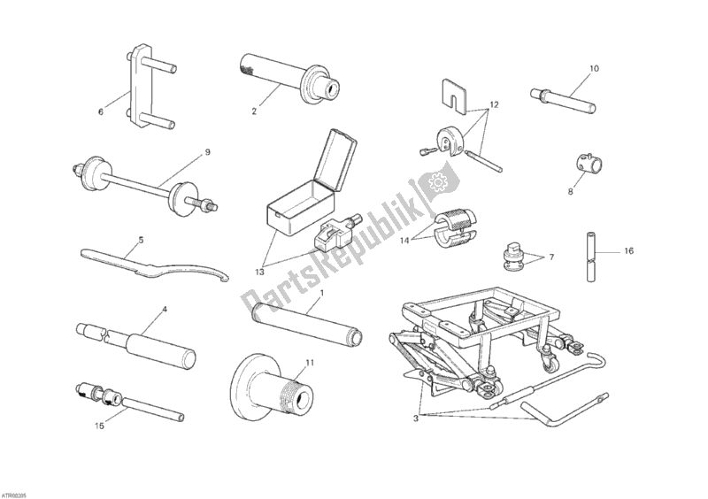 All parts for the Workshop Service Tools, Frame of the Ducati Superbike 848 EVO USA 2011